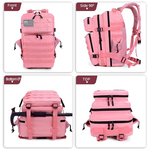 LUPU TACTICAL 45L Backpack for Men and Women 3 Days Assault Pack Outdoor Travel Hiking Camping Rucksack with Molle Webbing (Pink)