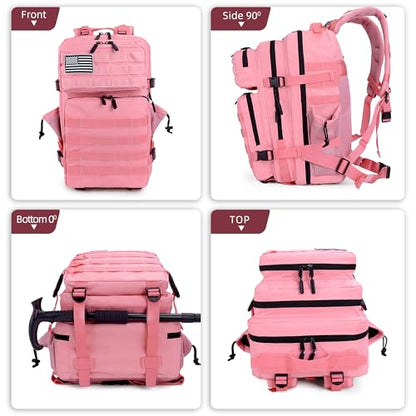 LUPU TACTICAL 45L Backpack for Men and Women 3 Days Assault Pack Outdoor Travel Hiking Camping Rucksack with Molle Webbing (Pink)