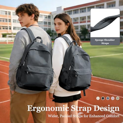 Simple School Backpack For Women Men Aesthetic Medium Backpack Lightweight Casual Daypack College Backpacks Cute Bookbag for Teens Girls Boys Basic Bagpack（Grey） - color: Grey