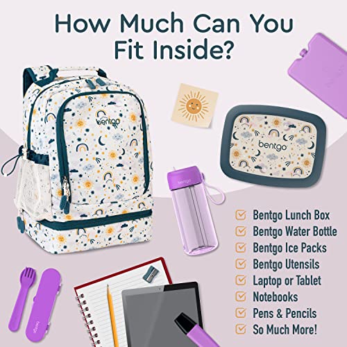 Bentgo Kids 2-in-1 Backpack & Insulated Lunch Bag - Durable 16” Backpack & Lunch Container in Unique Prints for School & Travel - Water Resistant, Padded & Large Compartments (Friendly Skies) - color: Friendly Skies