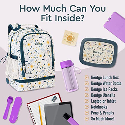 Bentgo Kids 2-in-1 Backpack & Insulated Lunch Bag - Durable 16” Backpack & Lunch Container in Unique Prints for School & Travel - Water Resistant, Padded & Large Compartments (Friendly Skies) - color: Friendly Skies