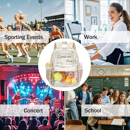 CAMTOP Clear Backpack for Stadium Events Approved Women Girls, Small Clear Bag for Concert, Work, Sporting Festival, Water Resistant Transparent Bag for School