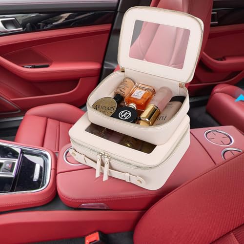 Travel Makeup Set Waterproof Transparent Cosmetic Bag and Toiletry Bag Makeup Brush case with Zipper Car Essentials for Women (Beige, L+M+SLIM) - color: Beige, size: L+M+Slim