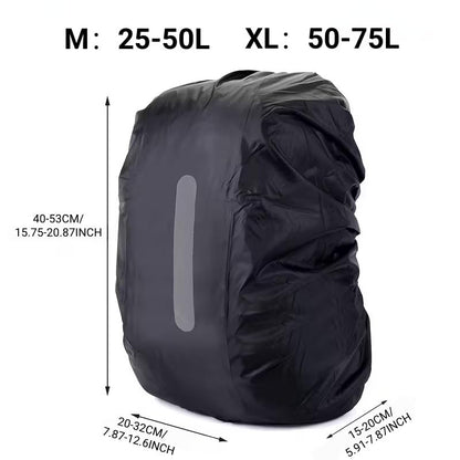 1PC Reflective Backpack Cover Dustproof Polyester Raincoat with High Visibility Strip for Camping, Biking, Hiking, Black, XL - color: Black, size: X-Large