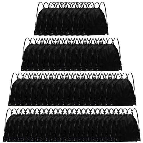 Grneric Drawstring Backpack Bulk 70Pcs String Backpack Drawstring Bags Cinch Bag Sackpack for Men Women Gym(Black) - color: Black