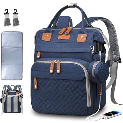 SHITIESHOU Diaper Bag Backpack Baby Bag for Mom Dad with Changing Pad, 19 Pockets, Large Waterproof Travel Baby Girl Boy Toddle Diaper Bag with Insulated Pocket, Baby Shower Gifts, Blue - color: Blue