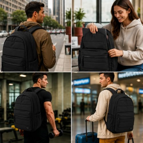 Reebok Backpack - Multipurpose Lightweight Carry On Everyday Laptop Gym Travel Commuter Backpack, Skyler Black - color: Skyler Black