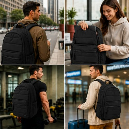 Reebok Backpack - Multipurpose Lightweight Carry On Everyday Laptop Gym Travel Commuter Backpack, Skyler Black - color: Skyler Black