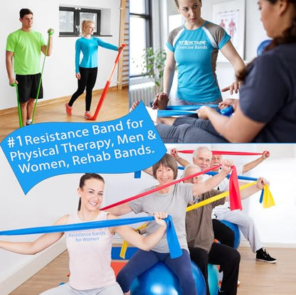 Resistance Bands Set. 3 or 5 Pack Non-Latex Physical Therapy, Professional Elastic Band. Perfect for Home Exercise, Workout, Strength Training, Yoga, Pilates, Rehab, Gym - color: Yellow/Red/Green