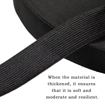 Tovyzalg Elastic Band for Sewing, Black Width Flat Elastic Cord, Knit Bands for Sewing Waistband and Pants Waist, Stretchy Flat Fabric Strap Knit Elastic Band for Wig, Wide 0.59 Inch 13 Yard