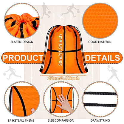 Tanlade 24 Pcs Drawstring Bags Cinch Sack Candy Drawstring Bag Goodie Favor Bags Supplies Gifts for Sports Party Men Women(Basketball,10 x 12 Inch) - size: 10 x 12 Inch, style: Basketball