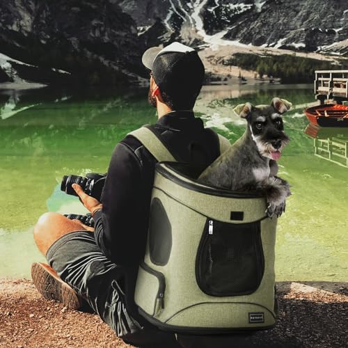 Petsfit Pet Backpack Carrier with Upgrade Waist Cushion Design to Better Fit The Waist, Suitable for Small and Medium Dogs Cats, and Rabbits up to 18 Pounds - color: AGreen