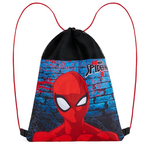 Disney Kids Drawstring Bags - Swimming Bag, School PE Bag (Red/Blue Spiderman) - color: Red/Blue Spiderman