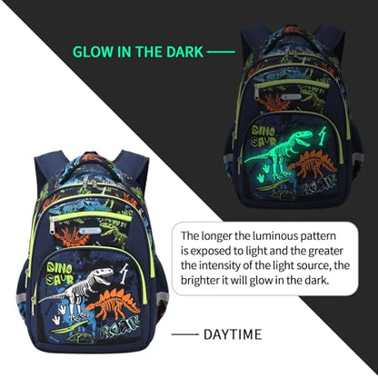 Cusangel Backpack for Boys Girls School Bookbags,Kindergarten Elementary Middle School Lightweight Waterproof Multifunctional Large Capacity for Backpack (17inch Luminous dinosaur) - color: Luminous Dinosaur 17in