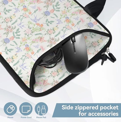 RICHEN 17 inch Laptop Shoulder Bag Carrying Case with Handle Fits 15.6/16/17/17.3/17.4 inch Laptop Notebook (Flowers Swallows, 16-17.3 inch) - color: Flowers Swallows