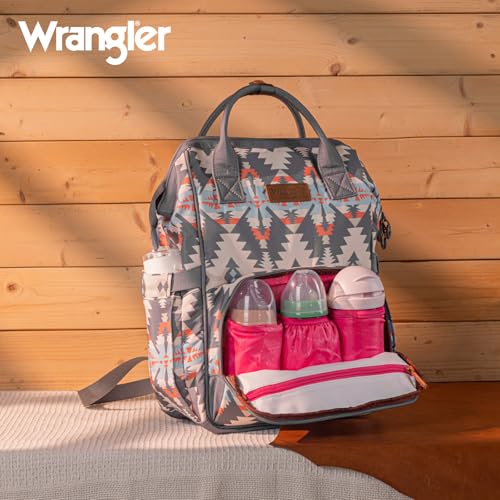 Wrangler Callie Diaper Bag Backpack with Stroller Straps Multifunction Baby Travel Bag WG2210-9110GY - color: Angel Grey