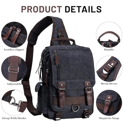 mygreen Canvas Cross Body Messenger Bag Shoulder Sling Backpack Travel Rucksack - color: Green, size: Large