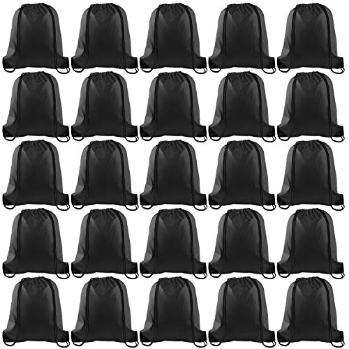 KUUQA 25Pcs Black Drawstring Backpack Bags - color: Black