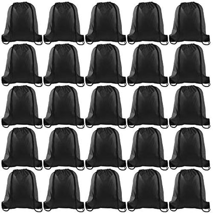 KUUQA 25Pcs Black Drawstring Backpack Bags - color: Black