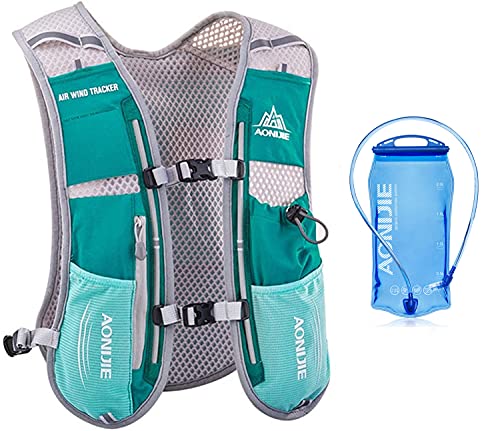 5L Lightweight Running Backpack Outdoor Sports Trail Racing Marathon Hiking Fitness Bag Hydration Vest Pack - color: Hellblue +1.5L Water Bladder