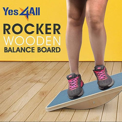 Yes4All 350LBS Professional Wooden Balance Board for Leg Workout, Anti-Slip Rocker Board, Wobble Board for Standing Desk - color: B. Blue