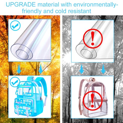 KLFVB Clear School Backpack Heavy Duty, 3PCS Girls See Through Bag Set, Cute Transparent Bookbag for Women - Chrysanthemum Sky Blue - color: Chrysanthemum Sky Blue Clear Backpack