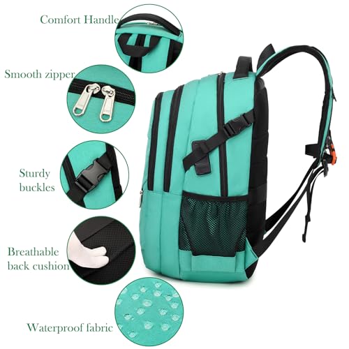 FENGDONG 17.3 inch Large Laptop Backpack Durable Waterproof Travel College Backpack Bookbag for Men & Women Business Backpack with USB Charging Port,Headset Port Light Green - color: A4-green