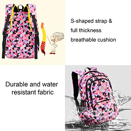 JiaYou Girl Geometric Printed Primary Junior High University School Bag Bookbag Backpack(2# Blue,35 L) - color: 2# Blue, size: 35 L