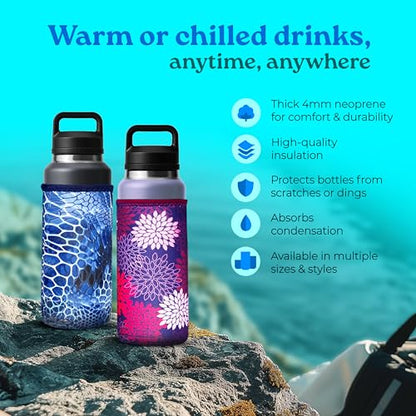 Water Bottle Sleeve, Neoprene Insulated Bottle Sleeve, Fits 32-40 Oz. Water Bottle, Washable and Reusable, XL Size, Gray Waves - color: Gray Waves Camo, size: XL 32-40oz