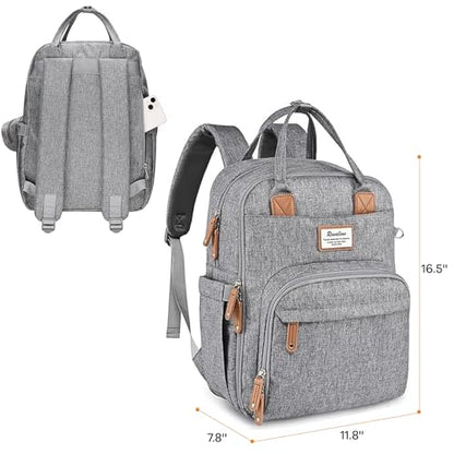 RUVALINO Diaper Bag Backpack-Multifunction Travel Baby Diaper Bag with Changing Pad, Insulated Bottle Holders & Pacifier Case, Large Capacity, Waterproof, Gray - color: Austere Gray