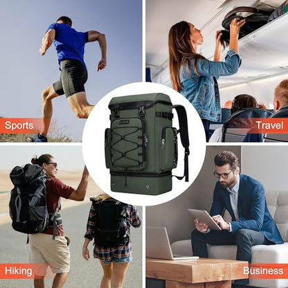 WITZMAN Travel Backpack for Men Women Carry on Bags for Airline Approved Convertible Duffle Luggage Backpack Shoe Compartment（B691 Light Green） - color: Green New