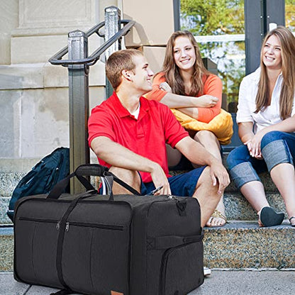 120L Foldable Collapsible Waterproof Travel Duffel Bag for Men and Women with Shoe Compartment - color: Black, size: 120L