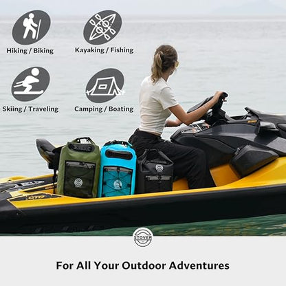 STOVER 5/10/25/30/40/55L Waterproof Dry Bag- Roll-Top Backpack w/Phone Case- Kayaking, Hiking, Camping, Boating- Men/Women - color: 25l Blue (With Phone Case), size: 25L