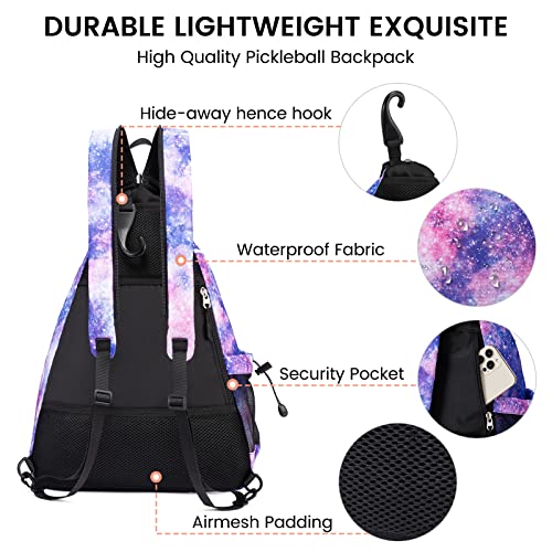 Sucipi Pickleball Bag for Men & Women,Convertible Backpack with Fence Hook - color: Galaxy, size: Medium