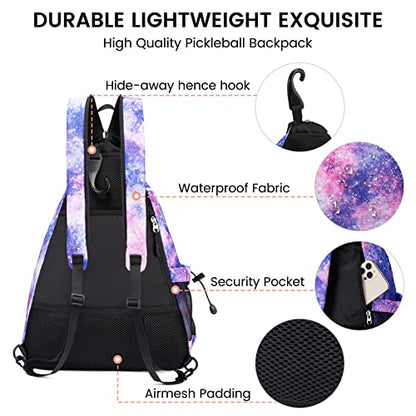 Sucipi Pickleball Bag for Men & Women,Convertible Backpack with Fence Hook - color: Galaxy, size: Medium