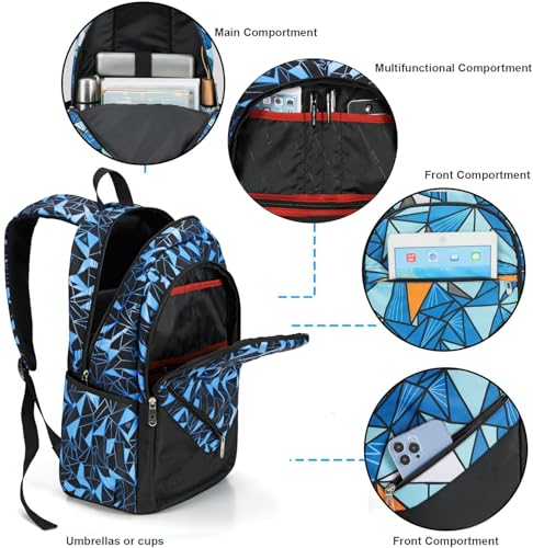 Travel Laptop Backpack, Business Slim Sturdy Water Resistant School Backpack, Gift for Men & Women, Fits 15.6 Inch Notebook - color: Black-blue
