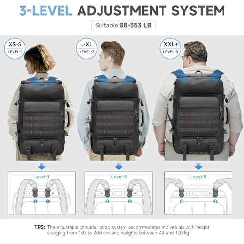 SWICKY Carry On Travel Backpack for Men, Flight Approved 50L Convertible Backpack Duffel Bag with Shoe Compartment & Wet Pocket, Expandable 17.3 Inch Laptop Backpack for Weekender Travel Gym Camping - color: 82525(black-fits 17.3 Inch Laptop)