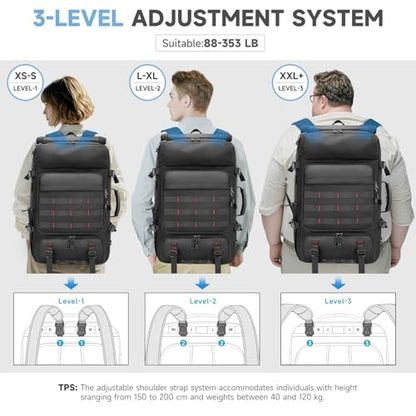 SWICKY Carry On Travel Backpack for Men, Flight Approved 50L Convertible Backpack Duffel Bag with Shoe Compartment & Wet Pocket, Expandable 17.3 Inch Laptop Backpack for Weekender Travel Gym Camping - color: 82525(black-fits 17.3 Inch Laptop)