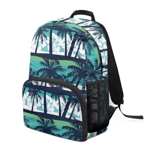 Island Coconut Flower Print Lightweight Laptop Backpack for Daily Use - School Bagpack with Two Side Water Bottle Pockets, Adjustable Shoulder Straps and Breathable Back(17.3x12.2x5.9in) - color: Island Coconut Flower Print
