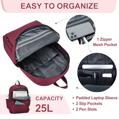 RAVUO Backpack for Women, Water Resistant School Bookbag with 15.6 inch Laptop Compartment Casual College Schoolbag Daypack for Teen Girls,Red - color: Red