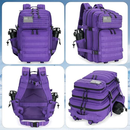 Lovelinks21 45L Tactical Assault Backpack 3 day assault pack with Molle Waterproof backpack Rucksack for Tactical Backpacks (Purple) - color: Purple