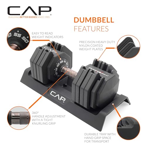 CAP ADJUSTABELL Adjustable Dumbbell Weights - Singles & Pairs | 12.5 lb, 25 lb & 55 lb | Multiple Handle Options - size: 55 lb - Copper Handle, style: Single