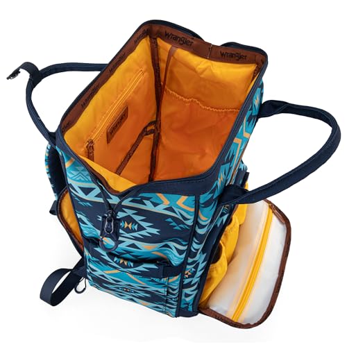 Montana West Wrangler Diaper Bag Backpack Aztec Callie Bag Travel Backpack Purses Western Multi-Function Baby Bags for Mom - color: Navy
