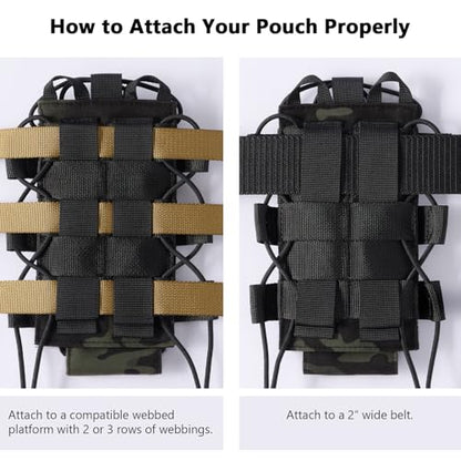 Tactical MOLLE Pouch Water Bottle Holder with Shoulder Strap Modular Bag for Outdoor Hiking Camping Hunting Fishing Airsoft - color: Black Camo