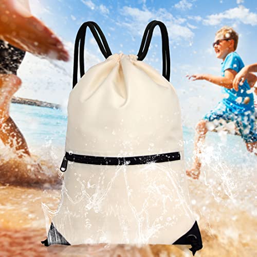 HOLYLUCK Drawstring Backpack Bag Sport Gym Sackpack - color: Beige