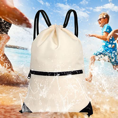 HOLYLUCK Drawstring Backpack Bag Sport Gym Sackpack - color: Beige