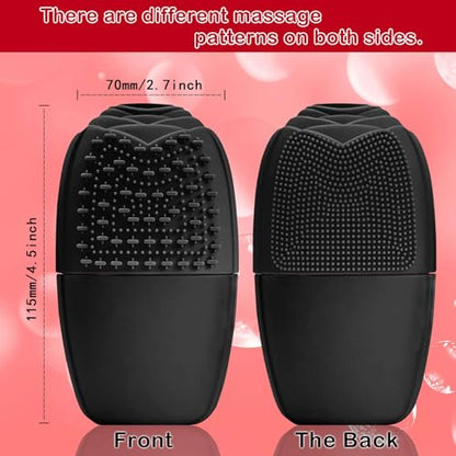 XHJRI Ice Face Roller Massager,Ice Cube Roller for Face, Eyes and Neck Naturally Conditioning and Skin Care,De-Puff Eye Bags,Reduce Migraine Pain,Reusable Massage Silicone Ice Mold (New Black) - color: New Black