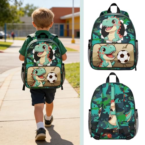 Toddler Backpack for Ages 4-6, 15L Boys Dinosaur Backpack with Chest Buckle, Kindergarten School Bag with Padded Straps - color: Dinosaur