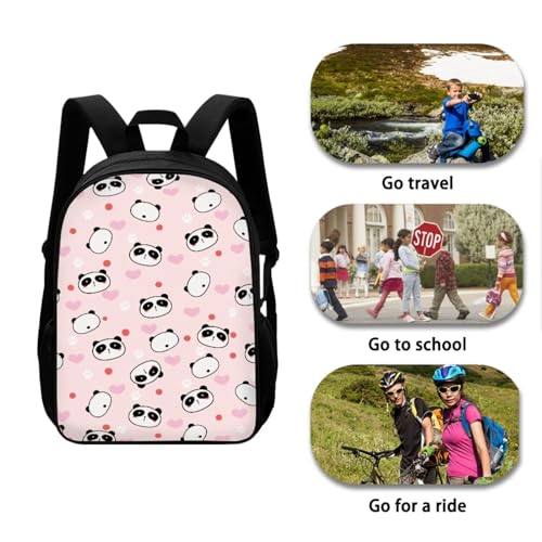 4PCS Cute Panda Backpack for Girls Love Heart School Bag Set with Lunch Box Pencil Case and Water Bottle Holder Trendy Backpack 4 in 1 Set for Travel Children Teens Rucksack - color: Cute Panda Love Heart
