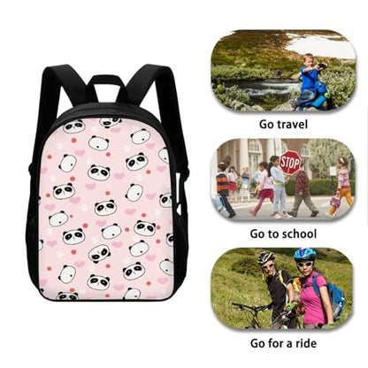 4PCS Cute Panda Backpack for Girls Love Heart School Bag Set with Lunch Box Pencil Case and Water Bottle Holder Trendy Backpack 4 in 1 Set for Travel Children Teens Rucksack - color: Cute Panda Love Heart